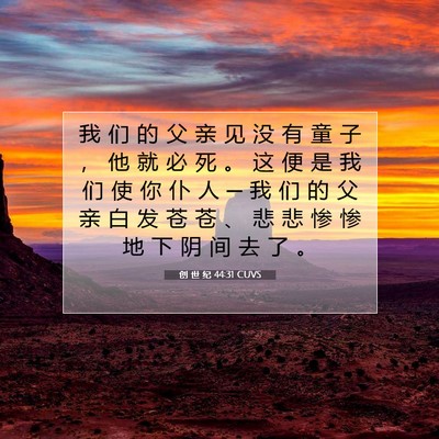 Picture 07 - 创 世 纪 44:31 CUVS - 我 们 的 父 亲 见 没 有 童 子 ， 他 - Bible Verse Picture