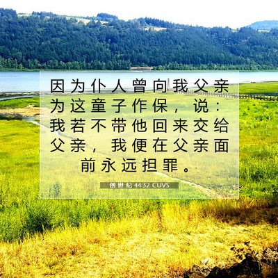 Picture 07 - 创 世 纪 44:32 CUVS - 因 为 仆 人 曾 向 我 父 亲 为 这 童 - Bible Verse Picture