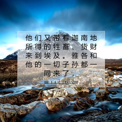 Picture 07 - 创 世 纪 46:6 CUVS - 他 们 又 带 着 迦 南 地 所 得 的 牲 - Bible Verse Picture