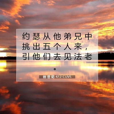Picture 07 - 创 世 纪 47:2 CUVS - 约 瑟 从 他 弟 兄 中 挑 出 五 个 人 - Bible Verse Picture