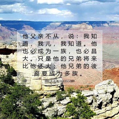 Picture 07 - 创 世 纪 48:19 CUVS - 他 父 亲 不 从 ， 说 ： 我 知 道 ， - Bible Verse Picture