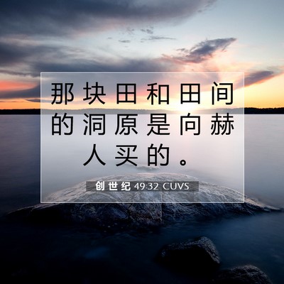 Picture 07 - 创 世 纪 49:32 CUVS - 那 块 田 和 田 间 的 洞 原 是 向 赫 - Bible Verse Picture