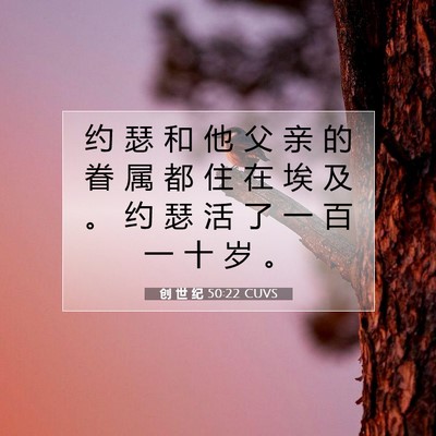 Picture 07 - 创 世 纪 50:22 CUVS - 约 瑟 和 他 父 亲 的 眷 属 都 住 在 - Bible Verse Picture