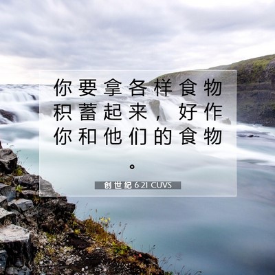 Picture 07 - 创 世 纪 6:21 CUVS - 你 要 拿 各 样 食 物 积 蓄 起 来 ， - Bible Verse Picture
