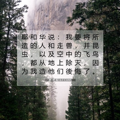 Picture 07 - 创 世 纪 6:7 CUVS - 耶 和 华 说 ： 我 要 将 所 造 的 人 - Bible Verse Picture