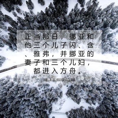 Picture 07 - 创 世 纪 7:13 CUVS - 正 当 那 日 ， 挪 亚 和 他 三 个 儿 - Bible Verse Picture