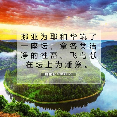 Picture 07 - 创 世 纪 8:20 CUVS - 挪 亚 为 耶 和 华 筑 了 一 座 坛 ， - Bible Verse Picture