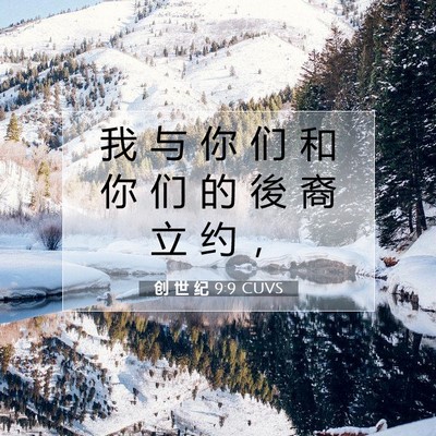Picture 07 - 创 世 纪 9:9 CUVS - 我 与 你 们 和 你 们 的 後 裔 立 约 - Bible Verse Picture
