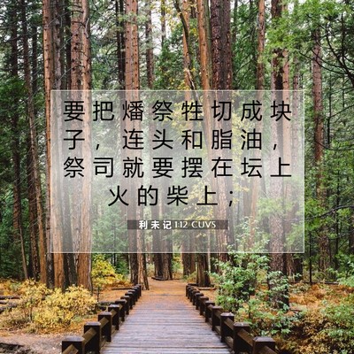 Picture 07 - 利 未 记 1:12 CUVS - 要 把 燔 祭 牲 切 成 块 子 ， 连 头 - Bible Verse Picture