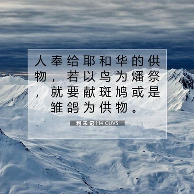 Picture 07 - 利 未 记 1:14 CUVS - 人 奉 给 耶 和 华 的 供 物 ， 若 以 - Bible Verse Picture
