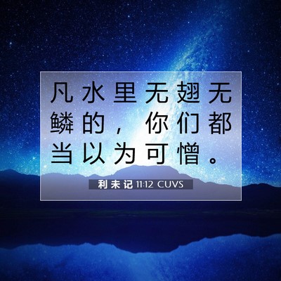 Picture 07 - 利 未 记 11:12 CUVS - 凡 水 里 无 翅 无 鳞 的 ， 你 们 都 - Bible Verse Picture