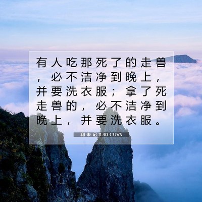 Picture 07 - 利 未 记 11:40 CUVS - 有 人 吃 那 死 了 的 走 兽 ， 必 不 - Bible Verse Picture