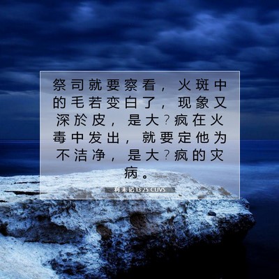 Picture 07 - 利 未 记 13:25 CUVS - 祭 司 就 要 察 看 ， 火 斑 中 的 毛 - Bible Verse Picture