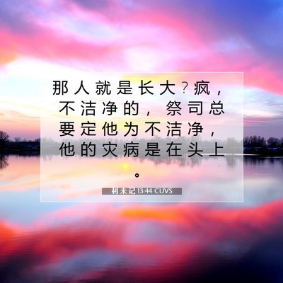 Picture 07 - 利 未 记 13:44 CUVS - 那 人 就 是 长 大 ? 疯 ， 不 洁 净 的 - Bible Verse Picture