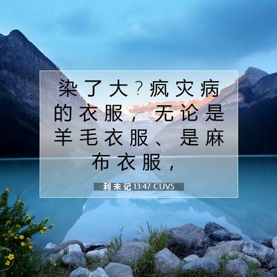 Picture 07 - 利 未 记 13:47 CUVS - 染 了 大 ? 疯 灾 病 的 衣 服 ， 无 论 - Bible Verse Picture