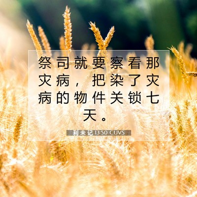Picture 07 - 利 未 记 13:50 CUVS - 祭 司 就 要 察 看 那 灾 病 ， 把 染 - Bible Verse Picture