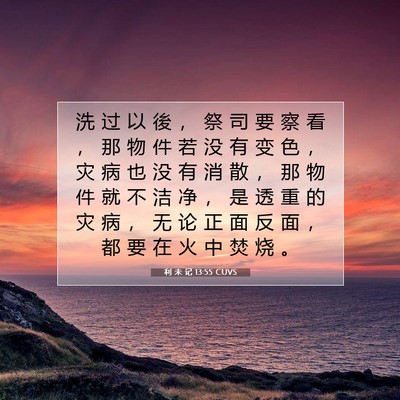 Picture 07 - 利 未 记 13:55 CUVS - 洗 过 以 後 ， 祭 司 要 察 看 ， 那 - Bible Verse Picture