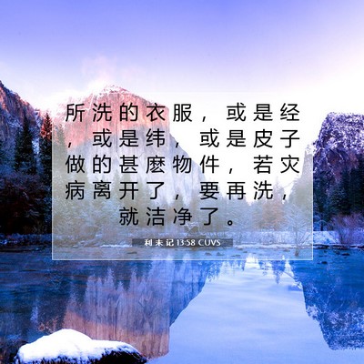 Picture 07 - 利 未 记 13:58 CUVS - 所 洗 的 衣 服 ， 或 是 经 ， 或 是 - Bible Verse Picture