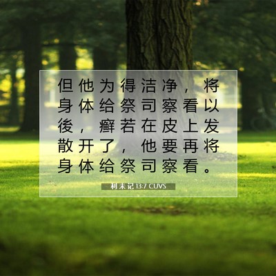 Picture 07 - 利 未 记 13:7 CUVS - 但 他 为 得 洁 净 ， 将 身 体 给 祭 - Bible Verse Picture