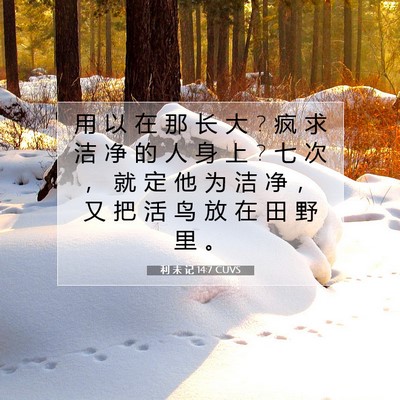 Picture 07 - 利 未 记 14:7 CUVS - 用 以 在 那 长 大 ? 疯 求 洁 净 的 人 - Bible Verse Picture