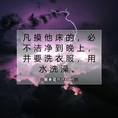 Picture 07 - 利 未 记 15:21 CUVS - 凡 摸 他 床 的 ， 必 不 洁 净 到 晚 - Bible Verse Picture