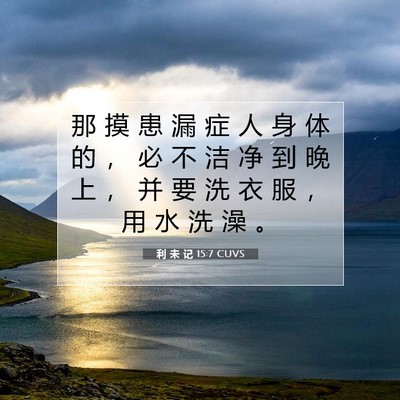 Picture 07 - 利 未 记 15:7 CUVS - 那 摸 患 漏 症 人 身 体 的 ， 必 不 - Bible Verse Picture