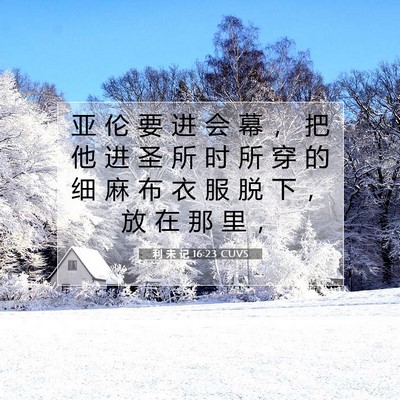 Picture 07 - 利 未 记 16:23 CUVS - 亚 伦 要 进 会 幕 ， 把 他 进 圣 所 - Bible Verse Picture