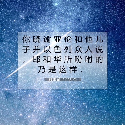 Picture 07 - 利 未 记 17:2 CUVS - 你 晓 谕 亚 伦 和 他 儿 子 并 以 色 - Bible Verse Picture