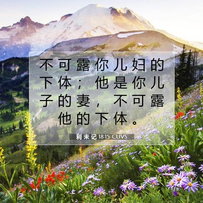 Picture 07 - 利 未 记 18:15 CUVS - 不 可 露 你 儿 妇 的 下 体 ； 他 是 - Bible Verse Picture