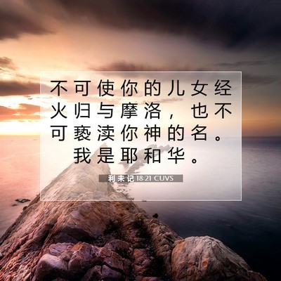 Picture 07 - 利 未 记 18:21 CUVS - 不 可 使 你 的 儿 女 经 火 归 与 摩 - Bible Verse Picture