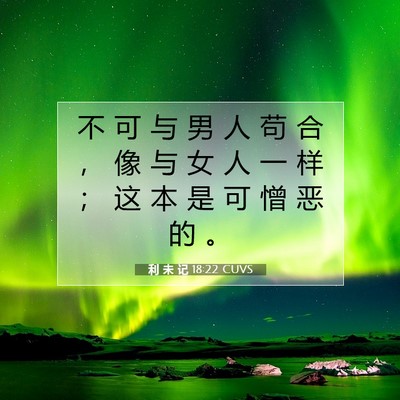 Picture 07 - 利 未 记 18:22 CUVS - 不 可 与 男 人 苟 合 ， 像 与 女 人 - Bible Verse Picture