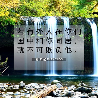 Picture 07 - 利 未 记 19:33 CUVS - 若 有 外 人 在 你 们 国 中 和 你 同 - Bible Verse Picture