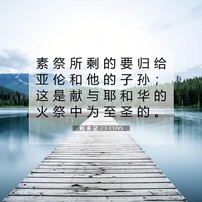 Picture 07 - 利 未 记 2:3 CUVS - 素 祭 所 剩 的 要 归 给 亚 伦 和 他 - Bible Verse Picture