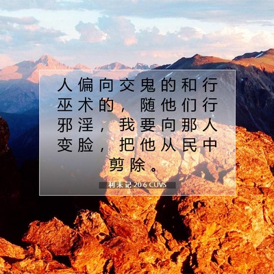 Picture 07 - 利 未 记 20:6 CUVS - 人 偏 向 交 鬼 的 和 行 巫 术 的 ， - Bible Verse Picture