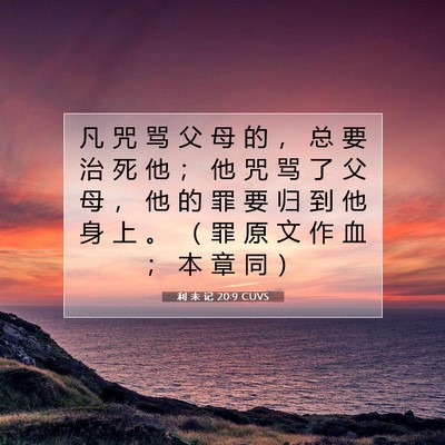 Picture 07 - 利 未 记 20:9 CUVS - 凡 咒 骂 父 母 的 ， 总 要 治 死 他 - Bible Verse Picture