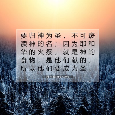 Picture 07 - 利 未 记 21:6 CUVS - 要 归 神 为 圣 ， 不 可 亵 渎 神 的 - Bible Verse Picture