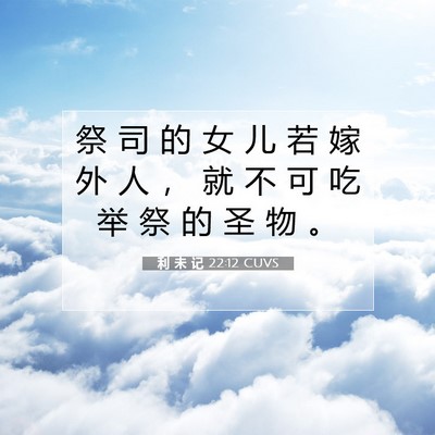 Picture 07 - 利 未 记 22:12 CUVS - 祭 司 的 女 儿 若 嫁 外 人 ， 就 不 - Bible Verse Picture