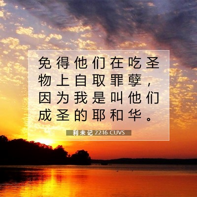 Picture 07 - 利 未 记 22:16 CUVS - 免 得 他 们 在 吃 圣 物 上 自 取 罪 - Bible Verse Picture