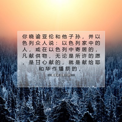 Picture 07 - 利 未 记 22:18 CUVS - 你 晓 谕 亚 伦 和 他 子 孙 ， 并 以 - Bible Verse Picture