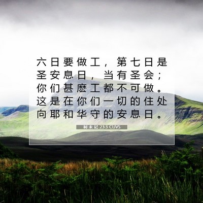 Picture 07 - 利 未 记 23:3 CUVS - 六 日 要 做 工 ， 第 七 日 是 圣 安 - Bible Verse Picture