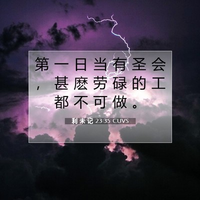Picture 07 - 利 未 记 23:35 CUVS - 第 一 日 当 有 圣 会 ， 甚 麽 劳 碌 - Bible Verse Picture