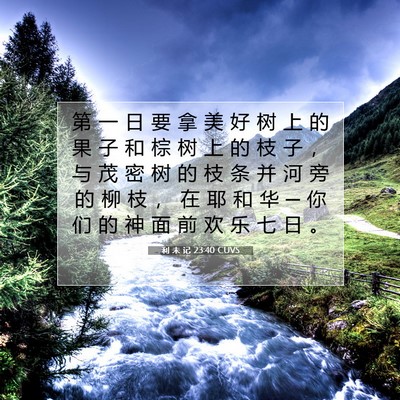 Picture 07 - 利 未 记 23:40 CUVS - 第 一 日 要 拿 美 好 树 上 的 果 子 - Bible Verse Picture