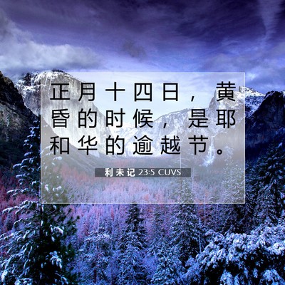 Picture 07 - 利 未 记 23:5 CUVS - 正 月 十 四 日 ， 黄 昏 的 时 候 ， - Bible Verse Picture