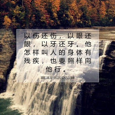 Picture 07 - 利 未 记 24:20 CUVS - 以 伤 还 伤 ， 以 眼 还 眼 ， 以 牙 - Bible Verse Picture