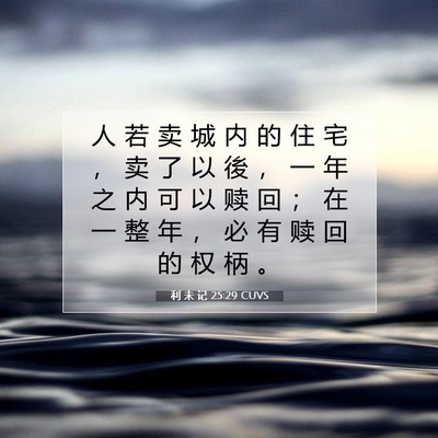 Picture 07 - 利 未 记 25:29 CUVS - 人 若 卖 城 内 的 住 宅 ， 卖 了 以 - Bible Verse Picture