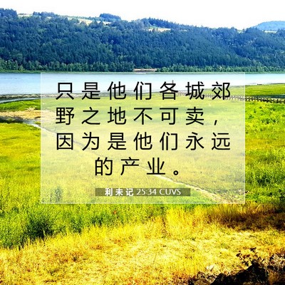 Picture 07 - 利 未 记 25:34 CUVS - 只 是 他 们 各 城 郊 野 之 地 不 可 - Bible Verse Picture