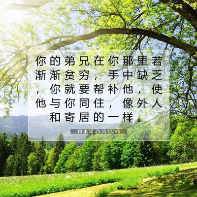 Picture 07 - 利 未 记 25:35 CUVS - 你 的 弟 兄 在 你 那 里 若 渐 渐 贫 - Bible Verse Picture