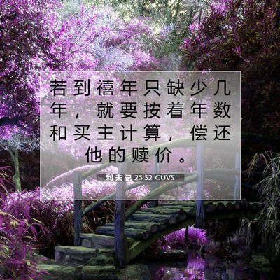Picture 07 - 利 未 记 25:52 CUVS - 若 到 禧 年 只 缺 少 几 年 ， 就 要 - Bible Verse Picture