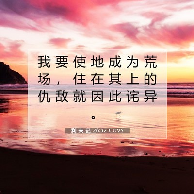 Picture 07 - 利 未 记 26:32 CUVS - 我 要 使 地 成 为 荒 场 ， 住 在 其 - Bible Verse Picture