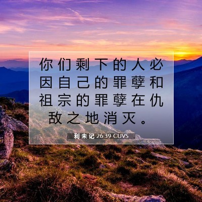 Picture 07 - 利 未 记 26:39 CUVS - 你 们 剩 下 的 人 必 因 自 己 的 罪 - Bible Verse Picture